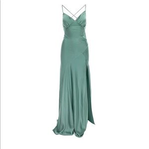 Roserry SEVILLE SATIN MAXI DRESS IN OCEAN BLUE GREEN M/L